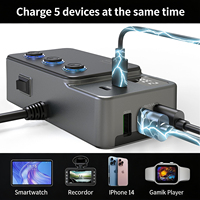 Divisor de Encendedor de Cigarrillos GC06 de 3 Tomas con Cargador de Coche USB Tipo C PD35W de 5 Puertos, Carga Rápida 12-24V QC3.0, 1 Año de Garantía