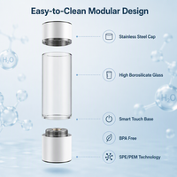 Botella de Agua Hidrogenada de 230 ml con Logotipo Personalizado, Tecnología SPE PEM, 5000 PPB, Generador de Agua Portátil para el Hogar y Escritorio, Fabricante OEM