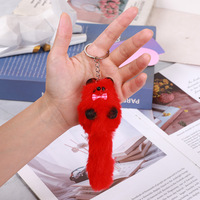 Porte-clés en fourrure de renard en peluche mignon, accessoires animaux de dessin animé doux, décorations pour clés de voiture