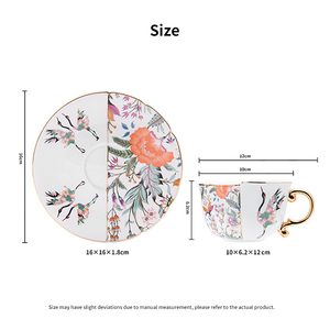 Juego de Tazas y Platos de Cerámica de Forma Irregular de Inspiración China, Vajilla de Cerámica Floral para Servir Té en la Tarde - Product Image 6
