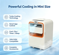 Aire Acondicionado Portátil Airwens de 1800 BTU Solo Frío, Mini Temporizador, 3 Modos de Funcionamiento, Diseño Compacto para Caravana, Tienda de Campaña, Oficina, Dormitorio