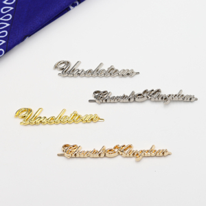 Custom Brand Metal Label Die Struck Metal Nameplate 3D Raised Metal Logo <b>Tag</b> for Clothing Accessories - Product Image 2