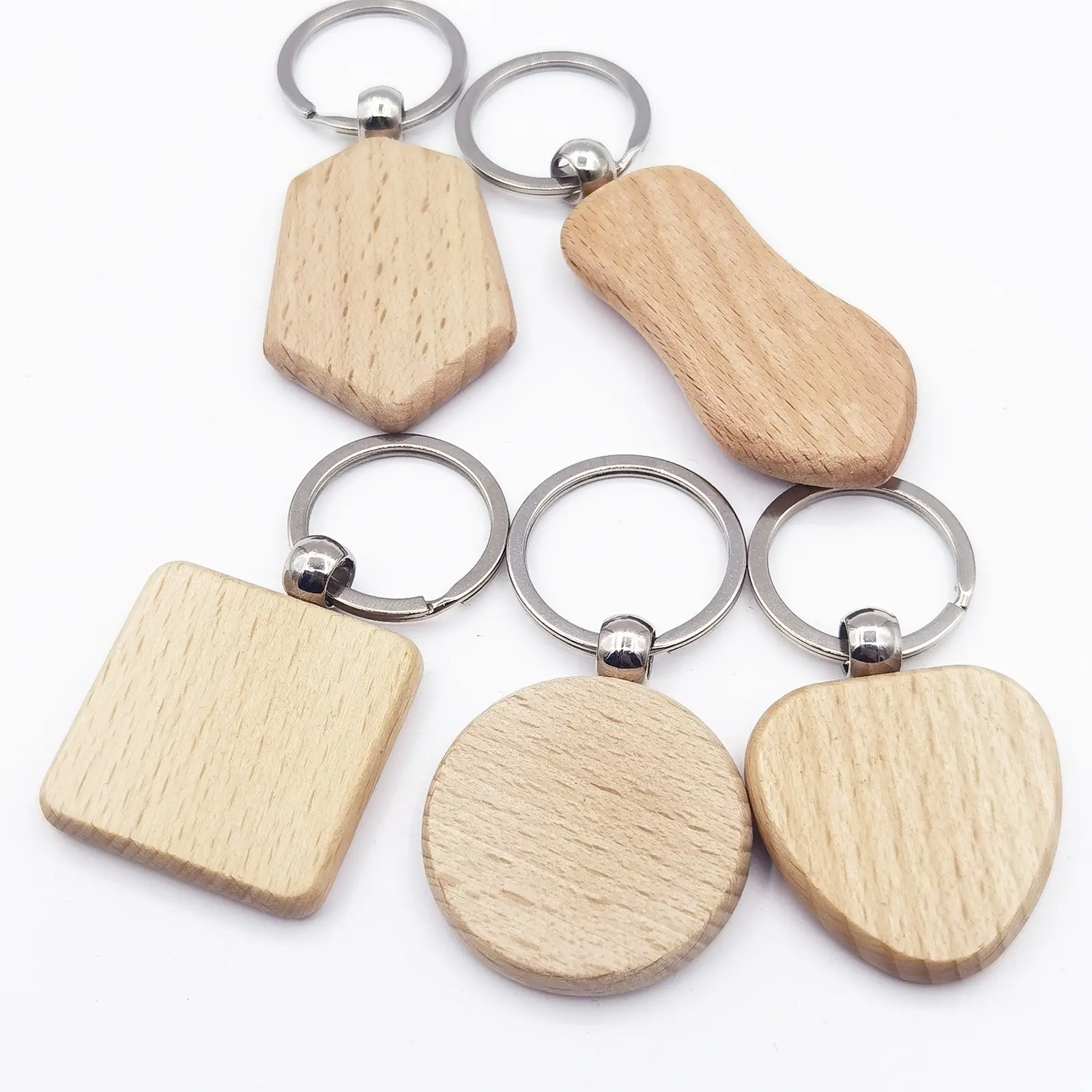 Индивидуальный логотип, пустая деревянная бирка для ключей для поделок, деревянные гравировальные заготовки, брелки для подарков, Брелоки для ключей с деревянными подвесками