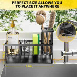 Kitchen Sink Drain <b>Rack</b> Stainless Steel Multifunction Organizer For Sponge <b>Dish</b> Brush Storage Modern Design - Product Image 3