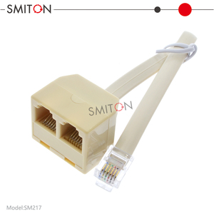 Adaptateur de ligne téléphonique RJ12 6P6C mâle vers 2 femelles, câble convertisseur bidirectionnel pour téléphone fixe et télécopieur, couleur ivoire/blanc/noir - Product Image 3