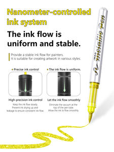 गुंगना 48-रंग धातु ब्रश पेन सोने की चांदी मार्कर पेन 2 मिमी सूखी-मिटाने योग्य 3 मिलीलीटर क्षमता 13.5 सेमी लंबाई कस्टम - Product Image 5