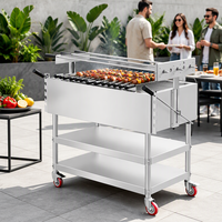 Barbecue de jardin populaire, barbecue au charbon de bois d'extérieur, barbecue commercial sans fumée avec chariot pour hôtels et restaurants