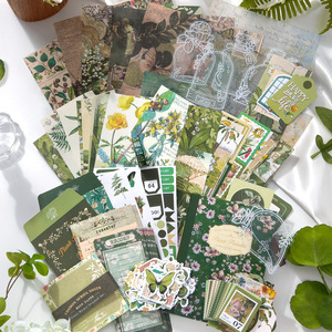 Simno Green Nature Kit de démarrage de scrapbooking floral esthétique avec ensemble de papeterie pour cahier A6 pour l'artisanat d'art de collage - Product Image 2