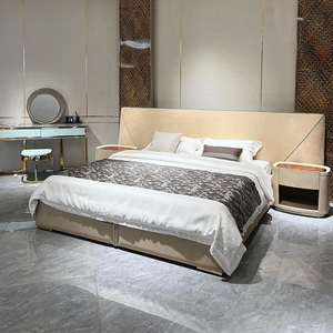 Lit KMJ en cuir givré de luxe italien, grand format, 1,8 m, pour chambre principale, mobilier haut de gamme pour villa - Product Image 1