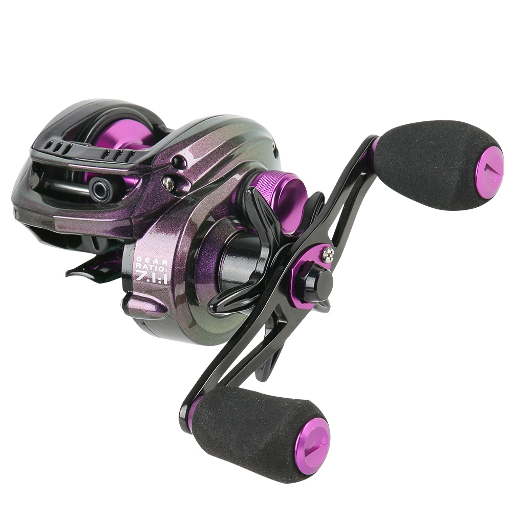 HANDING M1 Moulinet de lancer d'appât Traînée maximale de 8 kg Profile bas Moulinet de pêche 6+1 Double bouclier BB 7.2:1 Rapport de démultiplication 207G Lanceur d'appâts durable  18