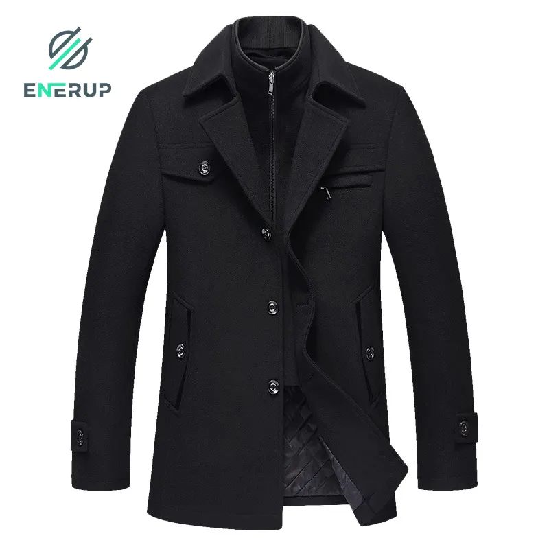 Enerup ready to ship wholesale hot sale medium length business casual woolen jacket