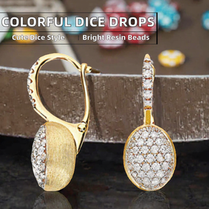 Boucles d'oreilles pendantes en alliage de zinc plaqué or 14 carats avec diamants, perles colorées tridimensionnelles mignonnes pour femmes, style transfrontalier américain - Product Image 2
