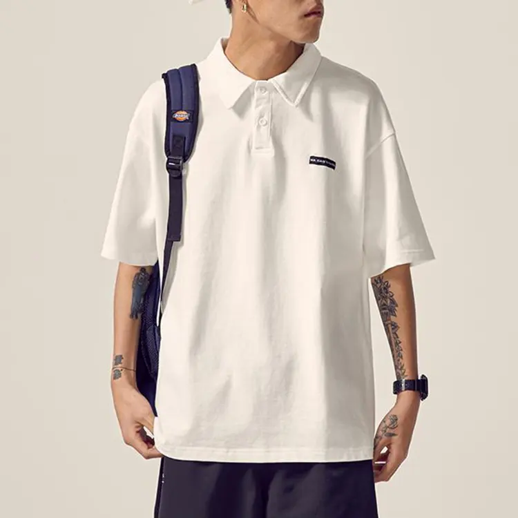 OEM Wholesale Blank Hip Hop Street Wear Half Sleeve Oversized Loose Fit 100% Cotton Polo tshirt For Men