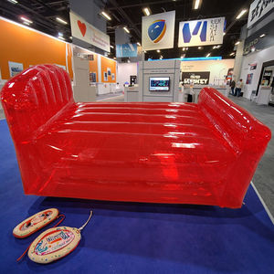 OEM personalizzato durevole 0.8mmPVC portatile gonfiabile letto rosso trasparente per la pubblicità per la promozione delle vendite - Product Image 1