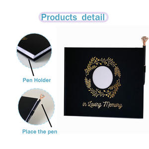 <span class=keywords><strong>Libro</strong></span> funebre con copertina rigida <span class=keywords><strong>a</strong></span> basso MOQ con copertina rigida con Logo in oro e <span class=keywords><strong>libro</strong></span> commemorativo con copertina nera - Product Image 4