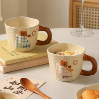 Ensemble de petit-déjeuner en céramique fait main personnalisé avec un ours endormi mignon, tasse à café, bol, assiette, vaisselle pour la maison, la cuisine, l'usage quotidien
