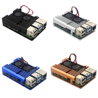 Raspberry Pi Modelo B Dual Fans CNC de aleación de aluminio de Metal 4 Color armadura carcasa con disipadores de calor para raspberry Pi 4B/3B +/3B