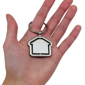 Chaveiro personalizado de liga, alta qualidade personalizado de liga subolmação diy coração casa personalizada chaveiro vazio