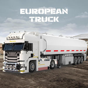 66027-38 European-style Truck Tractor Oil Tanker Engineering Vehicle 40-Piece ABS <b>Plastic</b> Building <b>Block</b> - Product Image 3