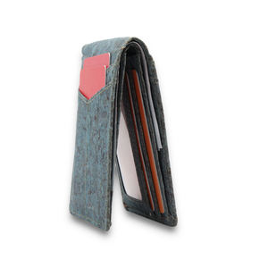 Экологичный тонкий бумажник из пробки для мужчин <span class=keywords><strong>RFID</strong></span>, безопасный веганский, не кожаный, Складывающийся в два раза, Карманный Кошелек для наличных денег - Product Image 6