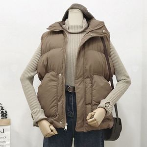 Nueva llegada Otoño Invierno mujer acolchado abajo chaleco Color <span class=keywords><strong>s</strong></span>ólido botón cremallera Puffer chaleco moda casual prendas de vestir chaleco - Product Image 3