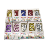 Bougie d'anniversaire en cire de paraffine multicolores métallisées de 6 cm de hauteur, chiffres 0-9, pour fêtes, décoration de la maison, Nouvel An, Pâques, Ramadan