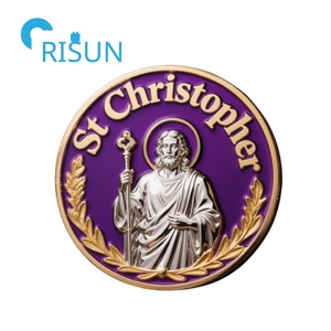 Impression UV 3D Glamtune Saint Patron des Voyageurs Challenge <span class=keywords><strong>Coin</strong></span> St Christopher Protect Us Praying Commemorative <span class=keywords><strong>Coin</strong></span> - Product Image 3