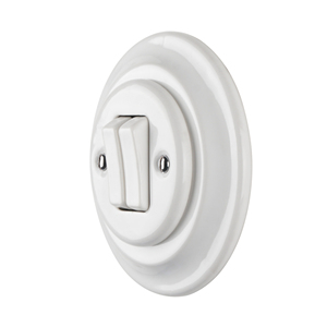 Vintage en porcelaine blanche, boutons de lumière, gradateur 1 voie, prise murale, rétro, montage en Surface, couleur blanche - Product Image 5