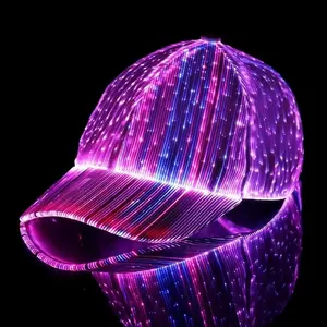 Fabrication de casquette à fibre optique chapeau à LED avec 7 couleurs chapeau de baseball EDM lumineux charge USB capuchon lumineux capuchon à led pour événement