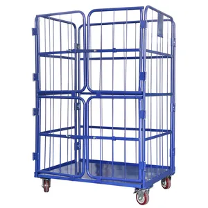 Heavy Duty Collapsible Easy Mobile Steel Laundry Trolley Metal Roll Container Cage