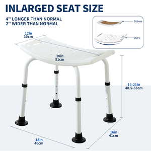 Siège de <span class=keywords><strong>douche</strong></span> en aluminium à ventouses, faible MOQ, capacité 330 LBS, hauteur réglable sur 6 niveaux, livraison rapide, pour la sécurité des personnes âgées à domicile - Product Image 3