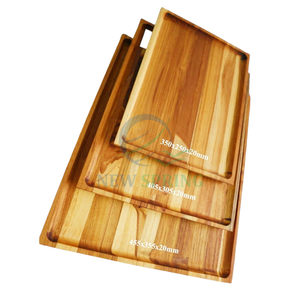 Premium Teak Wood Serving Tray <b>Rectangle</b> Modern Luxury Customizable Kitchen Decor Vietnam Handmade - Product Image 2