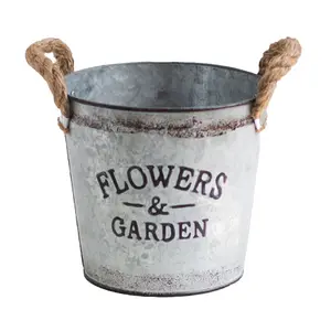 Vaso a botte bianco zincato vasi da fiori in metallo personalizzati per la decorazione del giardino di nozze secchio di fiori