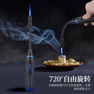 Encendedor de Butano Recargable Creativo e Inflable, Encendedor de Fuego Directo Resistente al Viento con Rotación de 720 Grados para Uso en Cocina y Barbacoa - Product Image 1