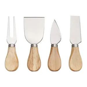 Utensílios De Cozinha Profissional 4 Peças Conjunto De Faca De Queijo De Aço Inoxidável Facas De Queijo Punho De Madeira