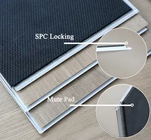 Sampel tersedia lantai Spc kunci 7mm lantai vinil lantai plastik Spc untuk dalam ruangan