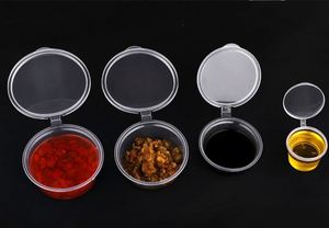 Disposable PP Plastic Eco-Friendly Biodegradable Single Wall 1-4 Oz Hinged Condiment <b>Sauce</b> Portion Cups Lid Clear Dipping - Product Image 4