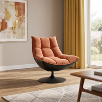 Fauteuil pivotant de loisirs en tissu chenille et similicuir finition mate avec base rotative pour intérieur