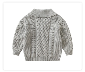 Pull-over en tricot <span class=keywords><strong>pour</strong></span> bébé garçon, col en V, fermeture à <span class=keywords><strong>ceinture</strong></span>, en coton, crochet, automne - Product Image 4