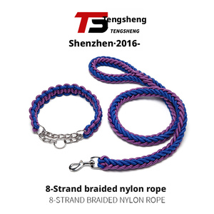Production rapide sur mesure : Ensemble collier et laisse pour <span class=keywords><strong>chien</strong></span> tressé à la main 8 brins, tressage renforcé 8 brins, quincaillerie métallique sécurisée pour - Product Image 1