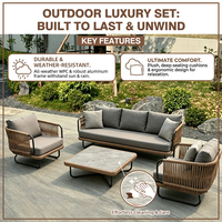 Ensemble de canapés de jardin en aluminium moderne et durable, mobilier de patio, canapé d'extérieur luxueux pour hôtel, appartement, mobilier d'extérieur