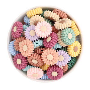 Muestra Gratuita de Cuentas de Silicona de Grado Alimenticio No Tóxicas de 20 mm y 30 mm, Forma de Flor de Margarita para Masticar para Bebés, Cuentas Multicolores para Hacer Bolígrafos - Product Image 1