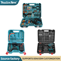 Kit d'outils électriques professionnels MulinSen 21V, perceuse sans fil pour le travail du bois, boîte à outils avec scie, marteau, clé à molette