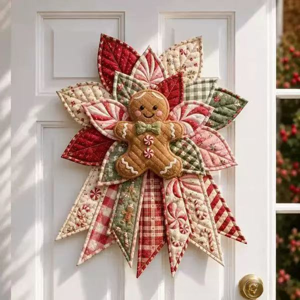 Multicolor Patchwork Bow - Gingerbread Man