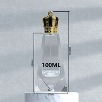 Flacon de parfum unique en forme de pyramide de 100 ml avec design de couronne en verre dégradé, logo personnalisé, conteneur de parfum vide de qualité supérieure