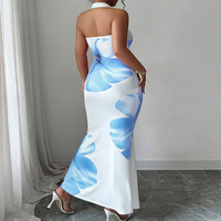 Robe longue dos nu PASUXI, élégante et décontractée, imprimé floral, moulante, pour soirée d'été, avec logo frontal, écologique, pour femme