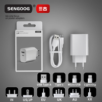 Adaptateur de chargeur mural portable 20W USB Type-C PD à charge rapide 5V/1A, prise US/EU, OTP, OVP, pliable
