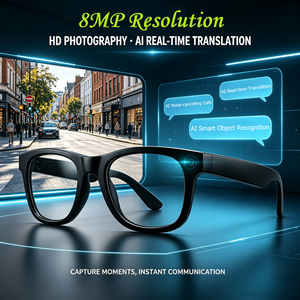 Lunettes audio intelligentes IA avec micro anti-bruit, écouteurs sans fil Bluetooth à oreille ouverte pour appels professionnels et <span class=keywords><strong>traduction</strong></span> en voyage - Product Image 1