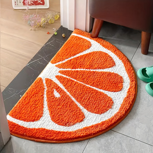 Semicircle Lemon Fruit Design Plush Water Absorbent Bathroom Mat Non Slip Indoor Bedroom Entrance Doormat Wholesale - Product Image 6