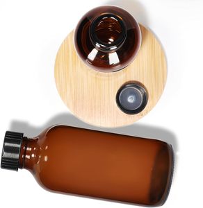 Botella de Vidrio Ámbar Boston con Tapa de <span class=keywords><strong>Polietileno</strong></span> Negra, Frasco Redondo de Vidrio de 4 oz para Aceites Esenciales y Perfumes, Capacidad de 120 ml - Product Image 3